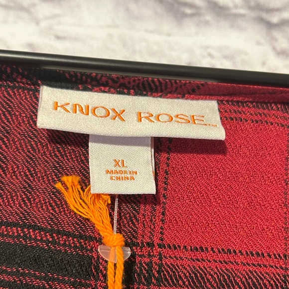 NWT Knox Rose red and black plaid flannel tiered midi dress Size XL - Picture 6 of 9